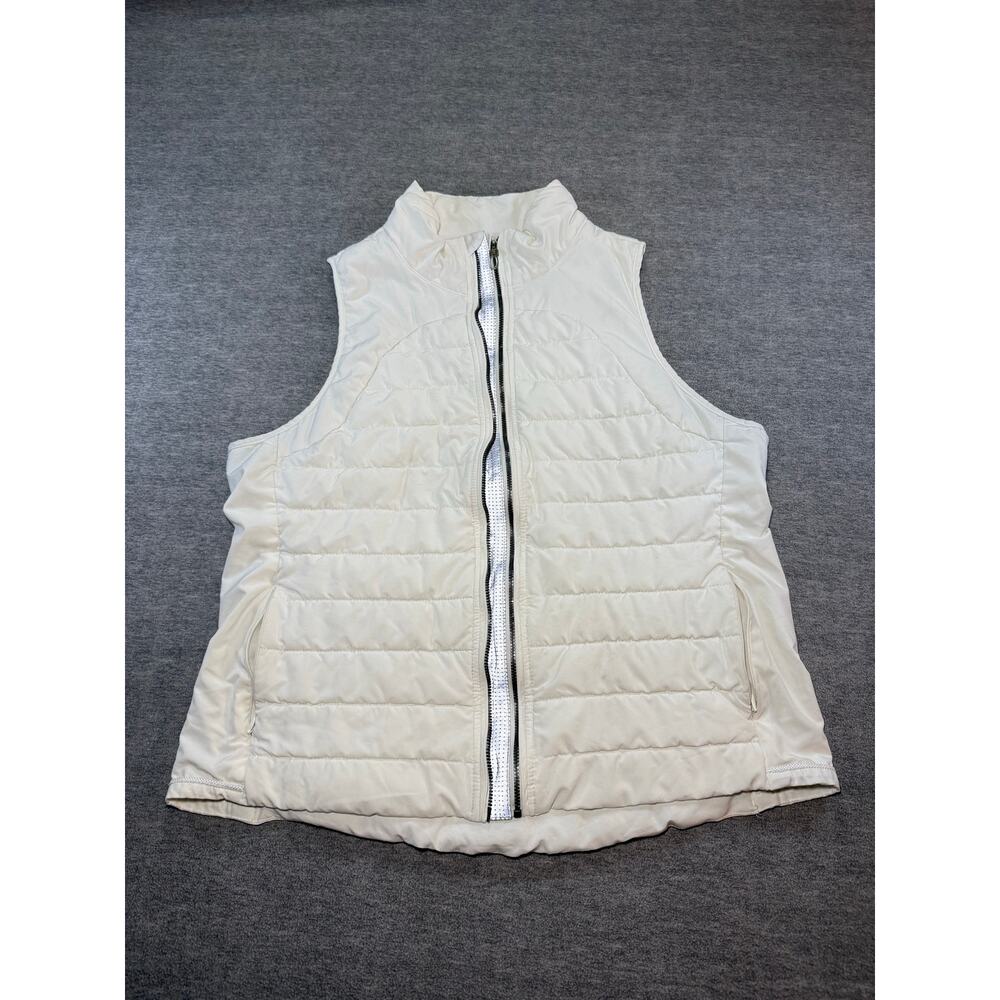 Tangerine Women’s Activewear Vest-XXL/White/Reflective/Pockets/Full Zip